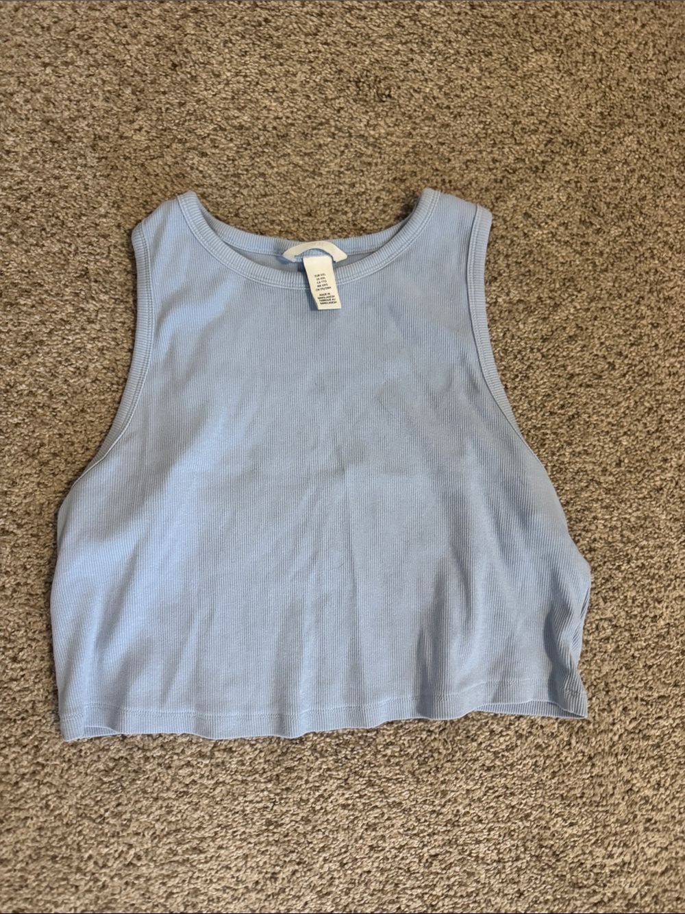 H&M Light Blue Ribbed Cropped Tank Top